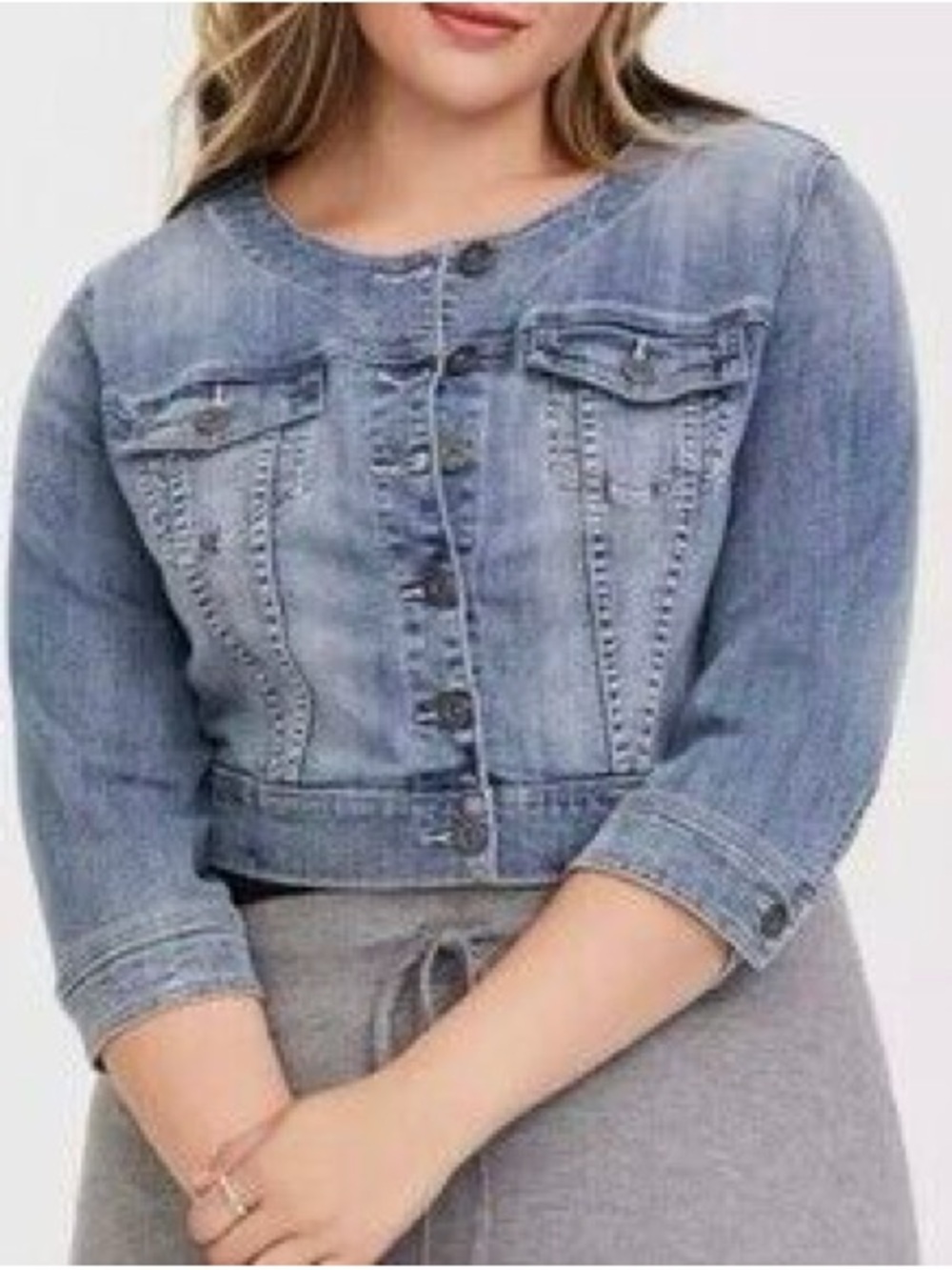 Torrid Denim Cropped Jean Jacket Plus Size 3X Blue NEW Women’s Crop Torrid 3